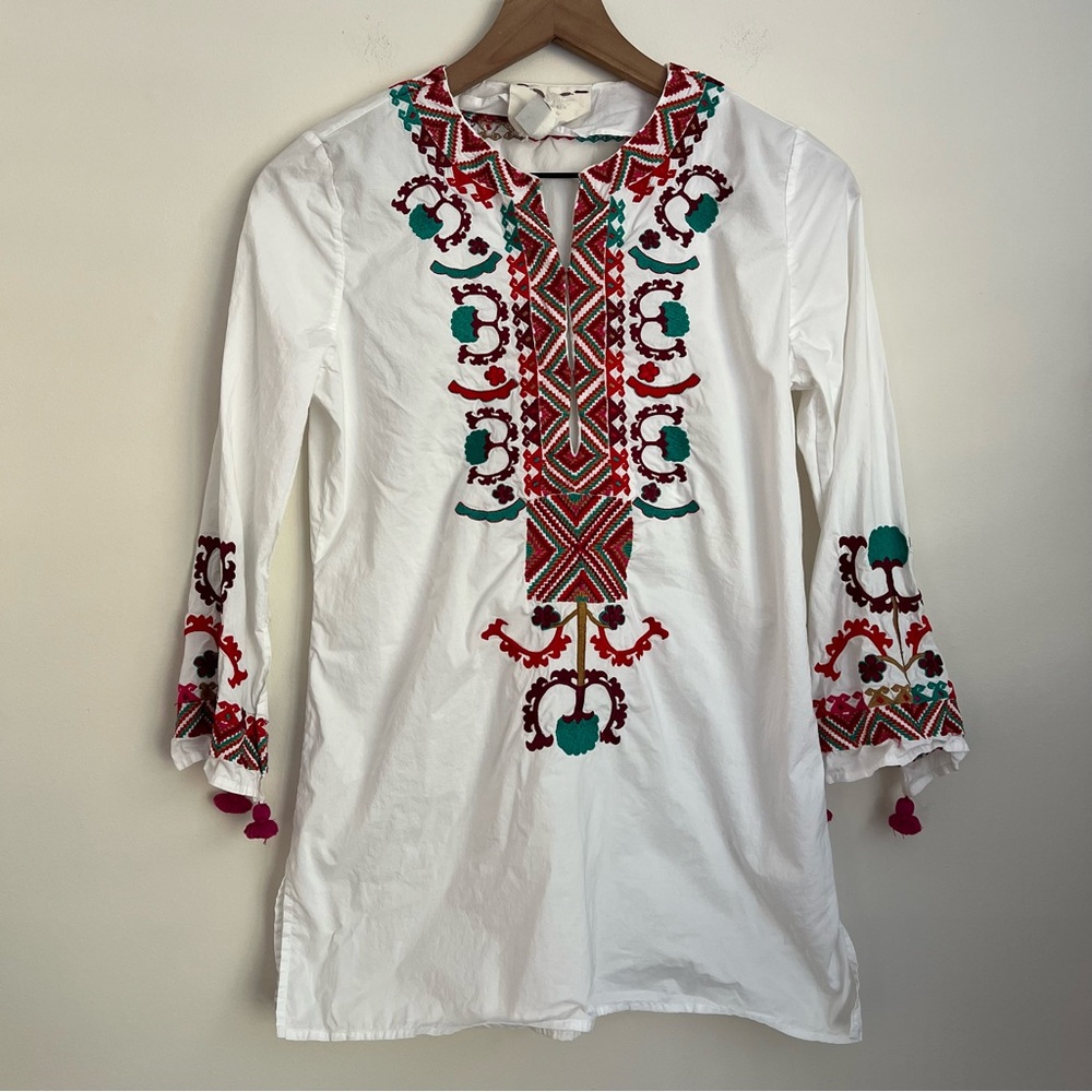 Figue Embroidered Long Sleeve tunic top XS